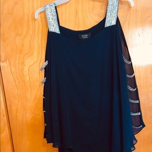 Embellished chiffon overlay dress